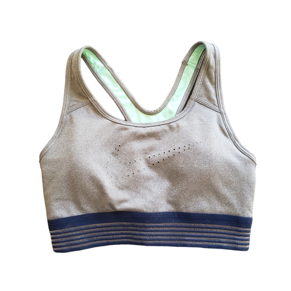 NIKE DRI-FIT Gray Heather Logo Racerback Sports Bra Women's Size Small